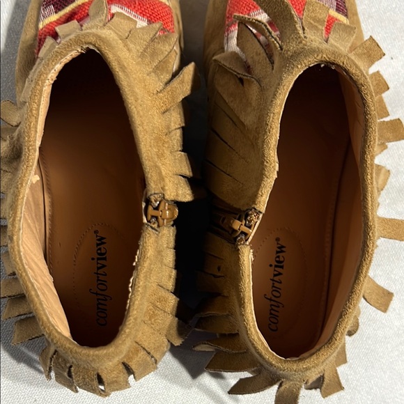 Fringed Suede‎ Ankle Boots with Patterned Toe - Picture 5 of 5